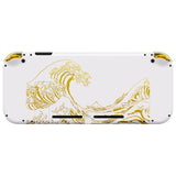 eXtremeRate The Great GOLDEN Wave Off Kanagawa - White Back Plate for Nintendo Switch Console, NS Joycon Handheld Controller Housing with Buttons, DIY Replacement Shell for Nintendo Switch - QT121