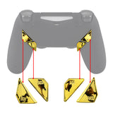 eXtremeRate Chrome Gold Replacement Redesigned Back Buttons K1 K2 K3 K4 Paddles for eXtremeRate PS4 Controller Dawn Remap Kit - P4GZ016