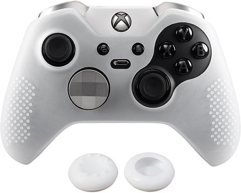 eXtremeRate Soft Anti-slip Silicone Controller Cover Skins Thumb Grips Caps Semi-transparent Clear Protective Case for Microsoft Xbox One Elite-XBOWP0038GC