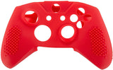 eXtremeRate Soft Red Silicone Controller Cover Grips Caps Protective Case for Xbox One S for Xbox One X -XBOWP0039GC
