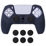 PlayVital Midnight Blue 3D Studded Edition Anti-slip Silicone Cover Skin for 5 Controller, Soft Rubber Case Protector for PS5 Wireless Controller with 6 Black Thumb Grip Caps - TDPF003
