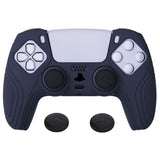 PlayVital Samurai Edition Midnight Blue Anti-slip Controller Grip Silicone Skin, Ergonomic Soft Rubber Protective Case Cover for PlayStation 5 PS5 Controller with Black Thumb Stick Caps - BWPF003
