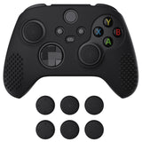 PlayVital Black 3D Studded Edition Anti-slip Silicone Cover Skin for Xbox Series X Controller, Soft Rubber Case Protector for Xbox Series S Controller with 6 Black Thumb Grip Caps - SDX3001