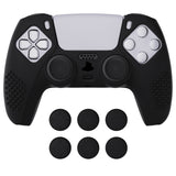 PlayVital Black 3D Studded Edition Anti-slip Silicone Cover Skin for 5 Controller, Soft Rubber Case Protector for PS5 Wireless Controller with 6 Black Thumb Grip Caps - TDPF001