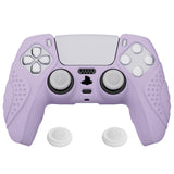 PlayVital Guardian Edition Mauve Purple Ergonomic Soft Anti-slip Controller Silicone Case Cover, Rubber Protector Skins with White Joystick Caps for PS5 Controller - YHPF009