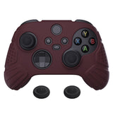 PlayVital Guardian Edition Wine Red Ergonomic Soft Anti-slip Controller Silicone Case Cover, Rubber Protector Skins with Black Joystick Caps for Xbox Series S and Xbox Series X Controller - HCX3011