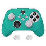 PlayVital Guardian Edition Aqua Green Ergonomic Soft Anti-slip Controller Silicone Case Cover, Rubber Protector Skins with Black Joystick Caps for Xbox Series S and Xbox Series X Controller - HCX3010