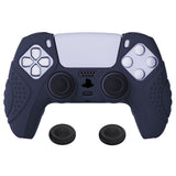 PlayVital Guardian Edition Midnight Blue Ergonomic Soft Anti-slip Controller Silicone Case Cover, Rubber Protector Skins with Black Joystick Caps for PS5 Controller - YHPF003