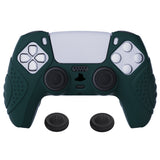 PlayVital Guardian Edition Racing Green Blue Ergonomic Soft Anti-slip Controller Silicone Case Cover, Rubber Protector Skins with Black Joystick Caps for PS5 Controller - YHPF004