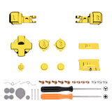 eXtremeRate Chrome Gold Glossy Custom Full Set Buttons for Gameboy Advance SP, Replacement A B L R Button Power On Off Volume Button D-pad Key for GBA SP Console - Console NOT Included - ASPJ301