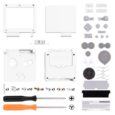 eXtremeRate IPS Ready Upgraded White Custom Replacement Housing Shell for Gameboy Advance SP GBA SP – Compatible with Both IPS & Standard LCD – Console & Screen NOT Included - ASPP3002