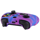 PlayVital Tri-Color Pink & Purple & Blue Camouflage Anti-Slip Silicone Cover Skin for Xbox Series X Controller, Soft Rubber Case Protector for Xbox Series S Controller with Black Thumb Grip Caps - BLX3015