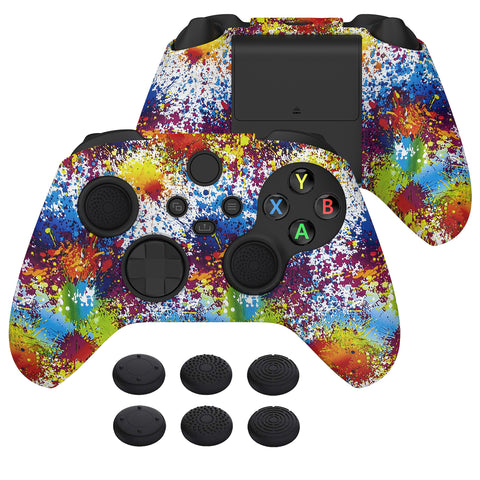 PlayVital Colorful Splash Pattern Silicone Cover Skin wtih Thumb Grip Caps for Xbox Series X/S Controller - BLX3021