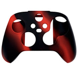 PlayVital Two Tone Red & Black Camouflage Anti-Slip Silicone Cover Skin for Xbox Series X Controller, Soft Rubber Case Protector for Xbox Series S Controller with Black Thumb Grip Caps - BLX3024