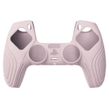 PlayVital Samurai Edition Pink Anti-slip Controller Grip Silicone Skin, Ergonomic Soft Rubber Protective Case Cover for PlayStation 5 PS5 Controller with White Thumb Stick Caps - BWPF005