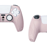 PlayVital Samurai Edition Pink Anti-slip Controller Grip Silicone Skin, Ergonomic Soft Rubber Protective Case Cover for PlayStation 5 PS5 Controller with White Thumb Stick Caps - BWPF005