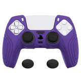 PlayVital Samurai Edition Purple Anti-slip Controller Grip Silicone Skin, Ergonomic Soft Rubber Protective Case Cover for PlayStation 5 PS5 Controller with Black Thumb Stick Caps - BWPF007