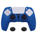 PlayVital Samurai Edition Blue Anti-slip Controller Grip Silicone Skin, Ergonomic Soft Rubber Protective Case Cover for PlayStation 5 PS5 Controller with Black Thumb Stick Caps - BWPF008