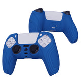 PlayVital Samurai Edition Blue Anti-slip Controller Grip Silicone Skin, Ergonomic Soft Rubber Protective Case Cover for PlayStation 5 PS5 Controller with Black Thumb Stick Caps - BWPF008