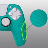PlayVital Samurai Edition Aqua Green Anti-slip Controller Grip Silicone Skin, Ergonomic Soft Rubber Protective Case Cover for PlayStation 5 PS5 Controller with Black Thumb Stick Caps - BWPF010