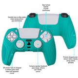PlayVital Samurai Edition Aqua Green Anti-slip Controller Grip Silicone Skin, Ergonomic Soft Rubber Protective Case Cover for PlayStation 5 PS5 Controller with Black Thumb Stick Caps - BWPF010