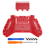 eXtremeRate Clear Red Custom Bottom Shell with Battery Cover for Xbox Series S/X Controller, DIY Replacement Backplate Cover for Xbox Core Controller Model 1914 - Controller & Side Rails NOT Included - BX3M502