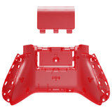 eXtremeRate Clear Red Custom Bottom Shell with Battery Cover for Xbox Series S/X Controller, DIY Replacement Backplate Cover for Xbox Core Controller Model 1914 - Controller & Side Rails NOT Included - BX3M502