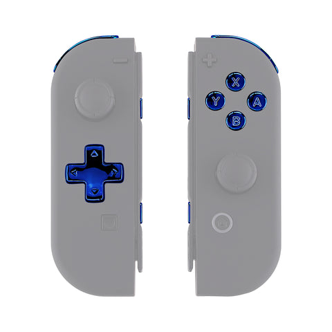 eXtremeRate Chrome Blue D-pad ABXY Keys SR SL L R ZR ZL Trigger Buttons Springs, Replacement Full Set Buttons Fix Kits for NS Switch Joycon & OLED JoyCon (D-pad ONLY Fits for eXtremeRate Joycon D-pad Shell)-BZD404