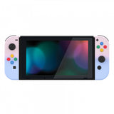 eXtremeRate Pink Violet Soft Touch Grip Gradient Joycon Handheld Controller Housing with Coloful Buttons, DIY Replacement Shell Case for NS Switch JoyCon & OLED JoyCon – Joycon and Console NOT Included - CP333