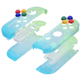eXtremeRate Gradient Translucent Green Blue Joycon Handheld Controller Housing with Full Set Buttons, DIY Replacement Shell Case for NS Switch JoyCon & OLED JoyCon - Console Shell NOT Included - CP338