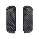 eXtremeRate Soft Touch Grip Black Silver Carbon Fiber Handheld Controller Housing With Full Set Buttons DIY Replacement Shell Case for NS Switch JoyCon & OLED JoyCon - Console Shell NOT Included - CS202