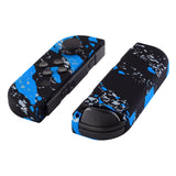 eXtremeRate Soft Touch Grip Blue Coating Splash Patterned Joycon Handheld Controller Housing with Full Set Buttons, DIY Replacement Shell Case for NS Switch JoyCon & OLED JoyCon - Console Shell NOT Included - CS205