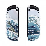 eXtremeRate The Great Wave Patterned Joycon Handheld Controller Housing with Full Set Buttons, Soft Touch Grip DIY Replacement Shell Case for NS Switch JoyCon & OLED JoyCon - Console Shell NOT Included - CT106