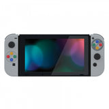 eXtremeRate Soft Touch Grip SFC SNES Classic EU Style Joycon Handheld Controller Housing with Coloful Buttons, DIY Replacement Shell Case for NS Switch JoyCon & OLED JoyCon – Joycon and Console NOT Included - CT118