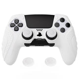 PlayVital Guardian Edition Anti-Slip Ergonomic Silicone Cover Case for ps5 Edge Controller, Soft Rubber Protector Skin for ps5 Edge Wireless Controller with Thumb Grip Caps - White - EHPFP002