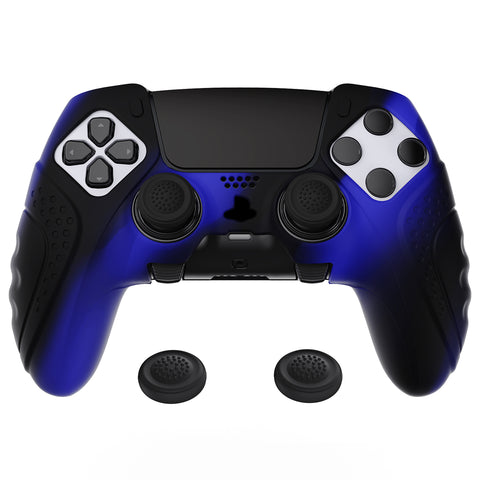 PlayVital Guardian Edition Anti-Slip Ergonomic Silicone Cover Case for ps5 Edge Controller, Soft Rubber Protector Skin for ps5 Edge Wireless Controller with Thumb Grip Caps - Blue & Black - EHPFP009