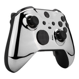 eXtremeRate Chrome Silver Edition Glossy Faceplate Cover, Front Housing Shell Case Replacement Kit for Xbox One Elite Series 2 Controller Model 1797 and Core Model 1797 - Thumbstick Accent Rings Included - ELD402