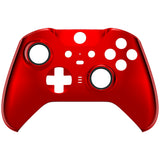 eXtremeRate Chrome Red Edition Glossy Faceplate Cover, Front Housing Shell Case Replacement Kit for Xbox One Elite Series 2 Controller Model 1797 and Core Model 1797 - Thumbstick Accent Rings Included - ELD403