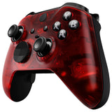 eXtremeRate Clear Red Faceplate Cover, Front Housing Shell Case Replacement Kit for Xbox One Elite Series 2 Controller Model 1797 and Core Model 1797 - Thumbstick Accent Rings Included - ELM506