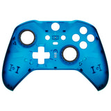 eXtremeRate Clear Blue Faceplate Cover, Front Housing Shell Case Replacement Kit for Xbox One Elite Series 2 Controller Model 1797 and Core Model 1797 - Thumbstick Accent Rings Included - ELM507
