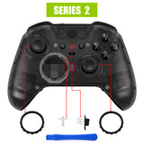 eXtremeRate Clear Black Faceplate Cover, Front Housing Shell Case Replacement Kit for Xbox One Elite Series 2 Controller Model 1797 and Core Model 1797 - Thumbstick Accent Rings Included - ELM508
