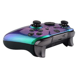 eXtremeRate Chameleon Green Purple Faceplate Cover, Glossy Front Housing Shell Case Replacement Kit for Xbox One Elite Series 2 Controller Model 1797 and Core Model 1797 - Thumbstick Accent Rings Included - ELP302