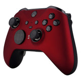 eXtremeRate Scarlet Red Soft Touch Grip Faceplate Cover, Front Housing Shell Case Replacement Kit for Xbox One Elite Series 2 Controller Model 1797 and Core Model 1797 - Thumbstick Accent Rings Included - ELP303