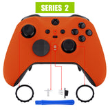 eXtremeRate Orange Soft Touch Grip Faceplate Cover, Front Housing Shell Case Replacement Kit for Xbox One Elite Series 2 Controller Model 1797 and Core Model 1797 - Thumbstick Accent Rings Included - ELP304