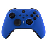 eXtremeRate Blue Soft Touch Grip Faceplate Cover, Front Housing Shell Case Replacement Kit for Xbox One Elite Series 2 Controller Model 1797 and Core Model 1797 - Thumbstick Accent Rings Included - ELP305