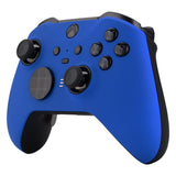 eXtremeRate Blue Soft Touch Grip Faceplate Cover, Front Housing Shell Case Replacement Kit for Xbox One Elite Series 2 Controller Model 1797 and Core Model 1797 - Thumbstick Accent Rings Included - ELP305