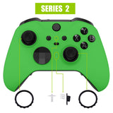 eXtremeRate Green Soft Touch Grip Faceplate Cover, Front Housing Shell Case Replacement Kit for Xbox One Elite Series 2 Controller Model 1797 and Core Model 1797 - Thumbstick Accent Rings Included - ELP306
