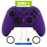 eXtremeRate Purple Soft Touch Grip Faceplate Cover, Front Housing Shell Case Replacement Kit for Xbox One Elite Series 2 Controller Model 1797 and Core Model 1797 - Thumbstick Accent Rings Included - ELP307