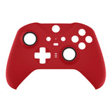 eXtremeRate Passion Red Soft Touch Grip Faceplate Cover, Front Housing Shell Case Replacement Kit for Xbox One Elite Series 2 Controller Model 1797 and Core Model 1797 - Thumbstick Accent Rings Included - ELP332