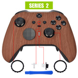 eXtremeRate Wood Grain Patterned Faceplate Cover, Soft Touch Front Housing Shell Case Replacement Kit for Xbox One Elite Series 2 Controller Model 1797 and Core Model 1797 and Core Model 1797 - Thumbstick Accent Rings Included - ELS201